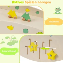 3er Set Klettergerüst mit Rutsche & Kletterbogen & Doppelseitige Rampe Kletterdreieck Natur