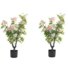 2er Set Künstlicher Impatiens Baum 90 cm Kunstpflanze im Topf mit 210 Seidenblumen und 55 Blättern Rosa