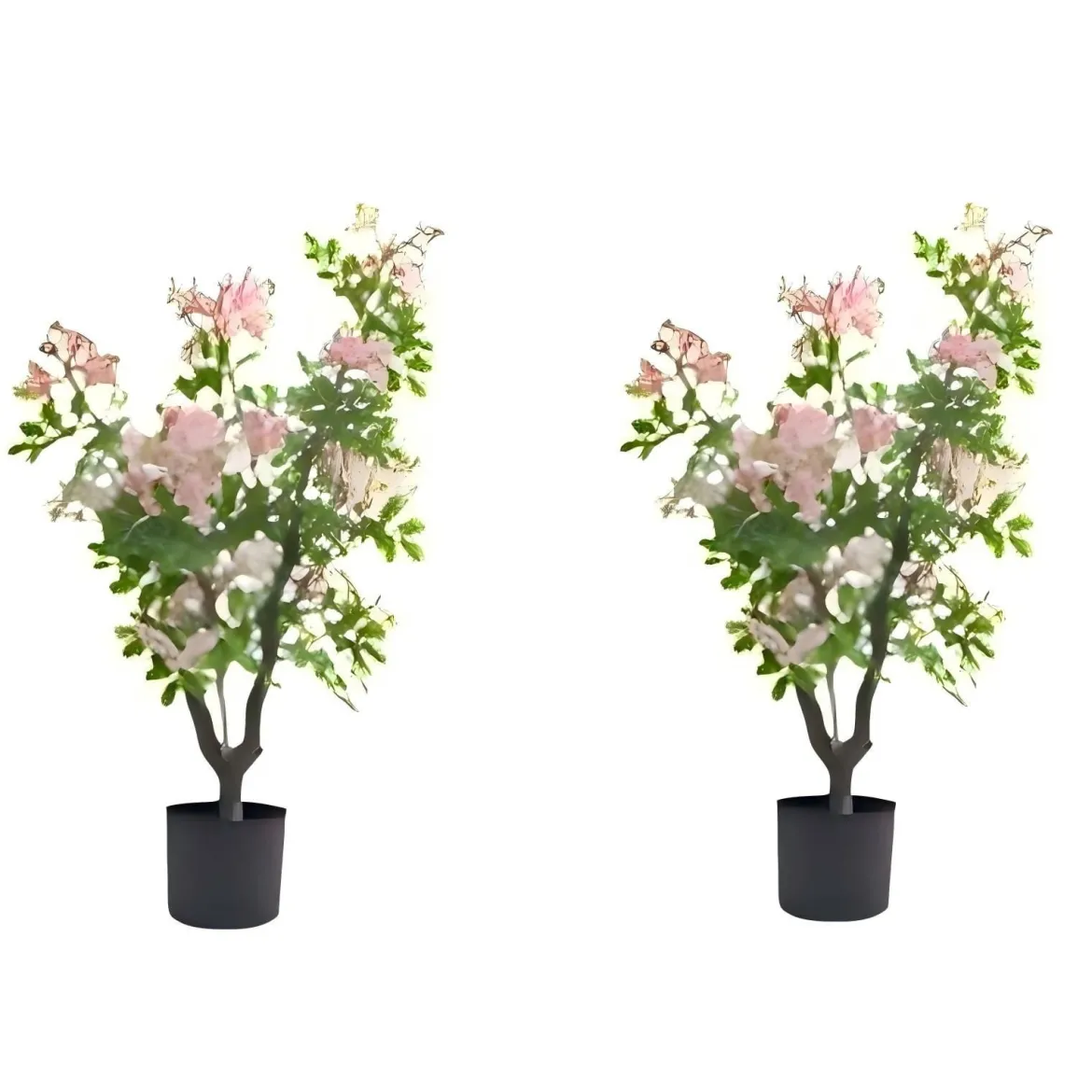 2er Set Künstlicher Impatiens Baum 90 cm Kunstpflanze im Topf mit 210 Seidenblumen und 55 Blättern Rosa