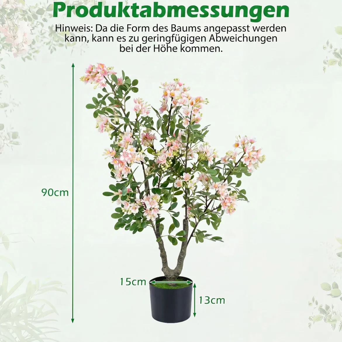 2er Set Künstlicher Impatiens Baum 90 cm Kunstpflanze im Topf mit 210 Seidenblumen und 55 Blättern Rosa