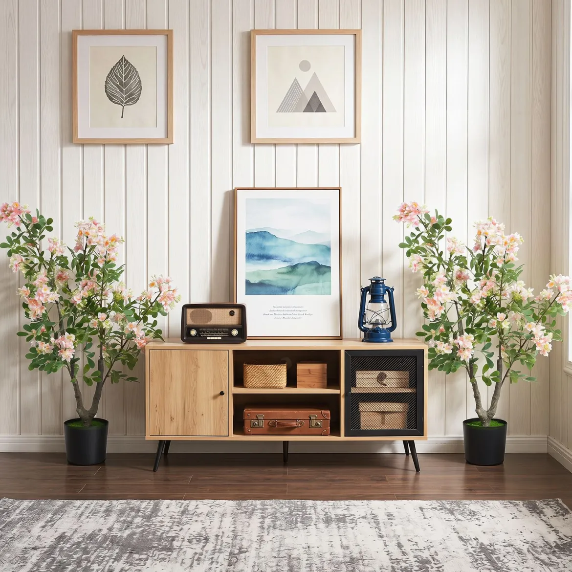 2er Set Künstlicher Impatiens Baum 90 cm Kunstpflanze im Topf mit 210 Seidenblumen und 55 Blättern Rosa