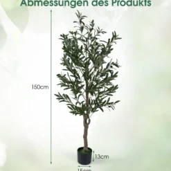 2er Set Künstlicher Olivenbaum mit Realistisch Früchten & Moos Moderne Künstliche Topfbäume