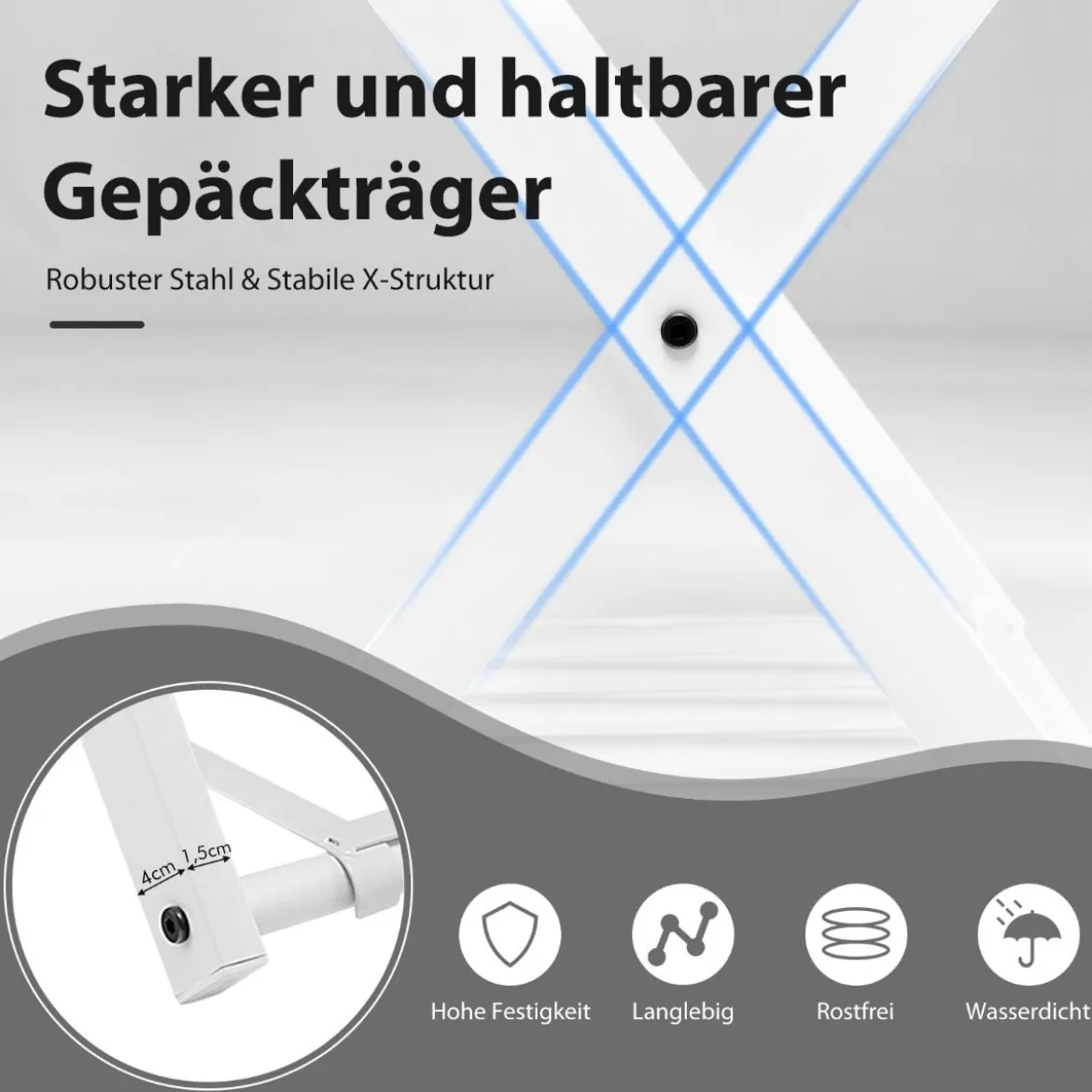 2er Set Kofferständer Klappbar Gepäckablage mit 2-Stöckiger Design Weiß