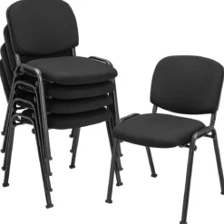 5er Set Konferenzstühle Stapelbare Besucherstühle ohne Armlehnen Armlose Stapelstühle Schwarz
