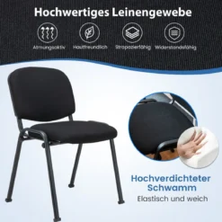 5er Set Konferenzstühle Stapelbare Besucherstühle ohne Armlehnen Armlose Stapelstühle Schwarz