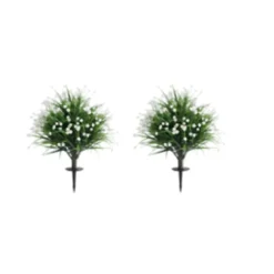 2er Set Kunstblumen mit 20 cm Erdspieß Kunstzwiebelgras mit Kamelien 70 cm