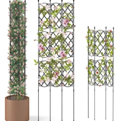 3er-Set Metall Garten Rankgitter mit zum Stecken Freistehende Rankhilfe Gartenzaun Rankhilfe
