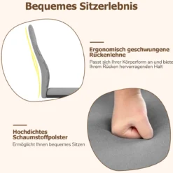 4er-Set moderne Esszimmerstühle armloser Küchenstuhl mit geneigter hoher Rückenlehne Grau