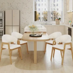 2er-Set modernes Esszimmerstühle Küchenstühle mit gepolstertem Sitz & ergonomischer Rückenlehne Weiß