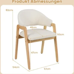 2er-Set modernes Esszimmerstühle Küchenstühle mit gepolstertem Sitz & ergonomischer Rückenlehne Weiß