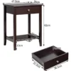 2er Set Nachttisch aus Holz mit Schiebeschublade Sofatisch 47,5 x 36 x 62 cm Braun