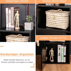 2er Set Nachttisch Holz Beistelltisch mit offenem Regal 40 x 40 x 59 cm Schwarz