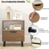 1/2er Set Nachttisch mit Offenem Fach & Schublade Kleiner Beistelltisch Sofatisch