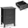 2er Set Nachttisch mit 3 Schubladen Nachtschrank für Boxspringbett 46 x 37 x 65 cm Schwarz