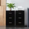 2er Set Nachttisch mit 3 Schubladen Büroschränke 37 x 34 x 66,5 cm Schwarz