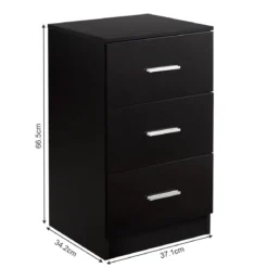 2er Set Nachttisch mit 3 Schubladen Büroschränke 37 x 34 x 66,5 cm Schwarz