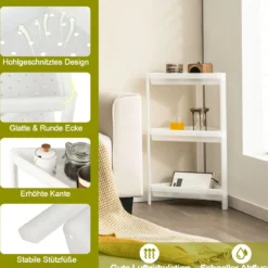 2er Set Nischenregal Schmal 3 Ebenen Standregal 33 x 33 x 70 cm Weiß