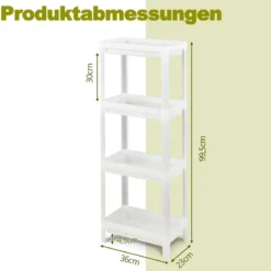 2er Set Nischenregal Schmal 4-Tier Slim Storage Cart Küchen-Organizer 36 x 23 x 99,5 cm Weiß