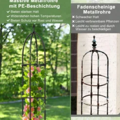 2er Set Obelisk Rankhilfe aus Beschichtetes Metall mit 4 Köpfe & 4 Verstellbare Höhe Rankgitter