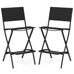 2er Set Outdoor Barhocker klappbare Barstühle mit Rückenlehne und Fußstütze Blau/Kaffee/Schwarz