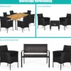 2er Set Outdoor Rattan-Stühle Rattan-Stühle mit Kissen 45 x 45,5 x 84,5 cm Schwarz + Beige