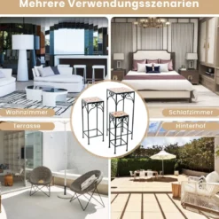 3er Set Pflanzenständer aus Metall mit Mosaikfliesen verschachtelbare Pflanzgefäße Gelb 28/23/18cm