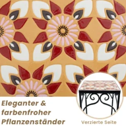 3er Set Pflanzenständer aus Metall mit Mosaikfliesen verschachtelbare Pflanzgefäße Gelb 28/23/18cm