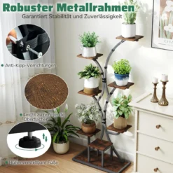 2er Set Pflanzenständer mit Wachstumslichtern 8-Stöckiges Pflanzenregal Blumenständer