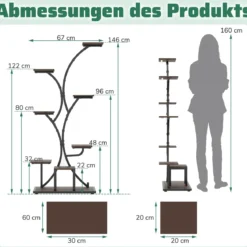 2er Set Pflanzenständer mit Wachstumslichtern 8-Stöckiges Pflanzenregal Blumenständer