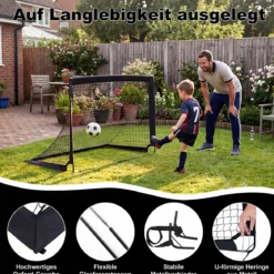 2er Set Pop Up Fußballtore für Kinder mit Fiberglasstangen & Metallverbindern 120 x 90 x 92 cm