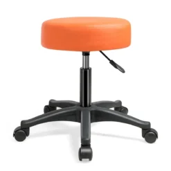 2er Set Rollhocker Drehhocker verstellbar Salonhocker mit Kunstledersitz Hocker hydraulisch Orange (2 Stk.)