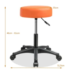 2er Set Rollhocker Drehhocker verstellbar Salonhocker mit Kunstledersitz Hocker hydraulisch Orange (2 Stk.)