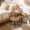 3er Set Rund Beistelltisch Boho Sofatisch Klein Couchtisch Wohnzimmertisch Nachttisch