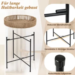 3er Set Rund Beistelltisch Boho Sofatisch Klein Couchtisch Wohnzimmertisch Nachttisch