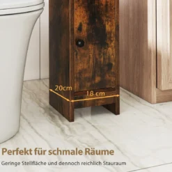 2er Set Schmaler Toilettenschrank mit 2 Offenen Fächern & 2 Abnehmbarer Ablage Badschrank Vintage