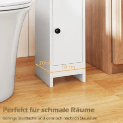 2er Set Schmaler Toilettenschrank mit 2 Offenen Fächern & 2 Abnehmbarer Ablage Badschrank Weiß