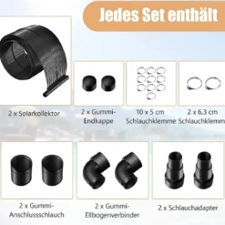 2er Set Schwimmbeckenheizung 600 x 75 cm Solarkollektorplatten für 25800 L Unterirdische und Oberirdische Pools