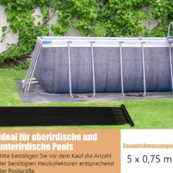 2er Set Schwimmbeckenheizung 500 x 75 cm Solarkollektorplatten für 21500 L Unterirdische und Oberirdische Pools