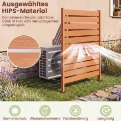 2er Set Sichtschutzzaun aus HIPS 93 x 63,5 cm Wetterfester Gartenzaun in Holzoptik mit Metallerdspießen