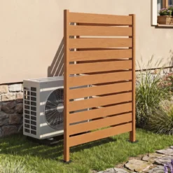 2er Set Sichtschutzzaun aus HIPS 93 x 63,5 cm Wetterfester Gartenzaun in Holzoptik mit Metallerdspießen