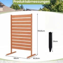 2er Set Sichtschutzzaun aus HIPS 93 x 63,5 cm Wetterfester Gartenzaun in Holzoptik mit Metallerdspießen