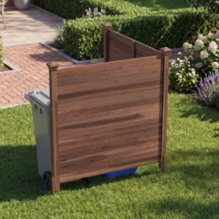 2er Set Sichtschutzzaun 2 Teilig 119 x 119 cm Gartenzaun aus Tannenholz Outdoor Holzzaun mit 3 Pfählen