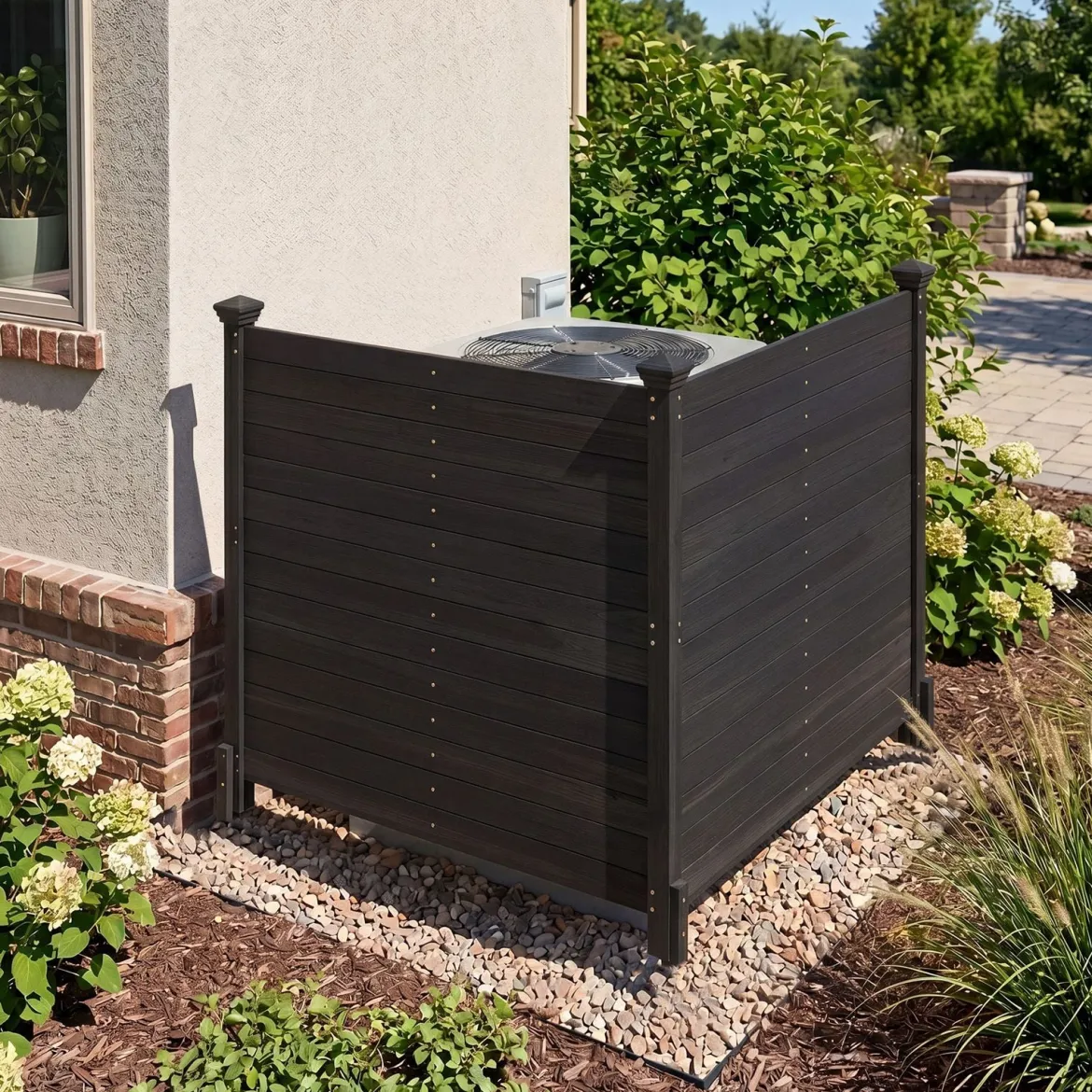 2er Set Sichtschutzzaun 2 Teilig 119 x 119 cm Gartenzaun aus Tannenholz Outdoor Holzzaun mit 3 Pfählen