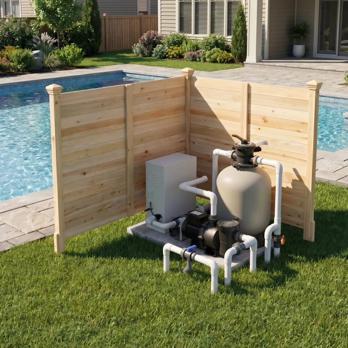 2er Set Sichtschutzzaun 2 Teilig 119 x 119 cm Gartenzaun aus Tannenholz Outdoor Holzzaun mit 3 Pfählen