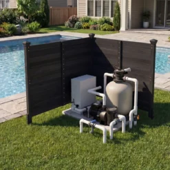 2er Set Sichtschutzzaun 2 Teilig 119 x 119 cm Gartenzaun aus Tannenholz Outdoor Holzzaun mit 3 Pfählen