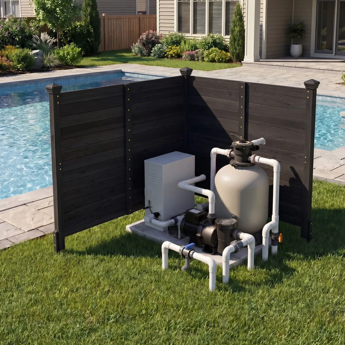 2er Set Sichtschutzzaun 2 Teilig 119 x 119 cm Gartenzaun aus Tannenholz Outdoor Holzzaun mit 3 Pfählen