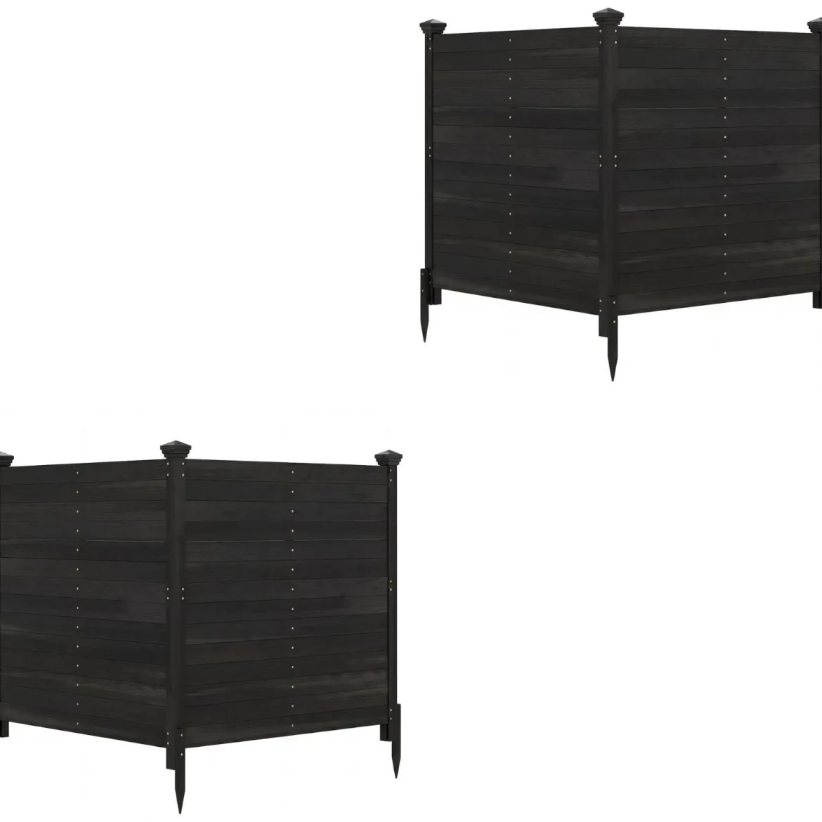 2er Set Sichtschutzzaun 2 Teilig 119 x 119 cm Gartenzaun aus Tannenholz Outdoor Holzzaun mit 3 Pfählen