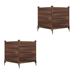 2er Set Sichtschutzzaun 2 Teilig 119 x 119 cm Gartenzaun aus Tannenholz Outdoor Holzzaun mit 3 Pfählen