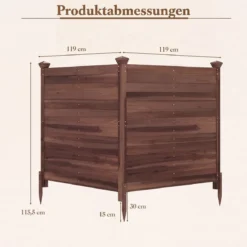 2er Set Sichtschutzzaun 2 Teilig 119 x 119 cm Gartenzaun aus Tannenholz Outdoor Holzzaun mit 3 Pfählen