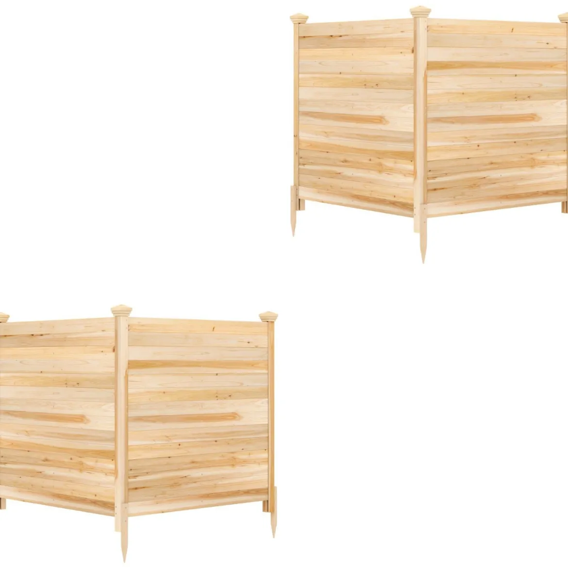 2er Set Sichtschutzzaun 2 Teilig 119 x 119 cm Gartenzaun aus Tannenholz Outdoor Holzzaun mit 3 Pfählen